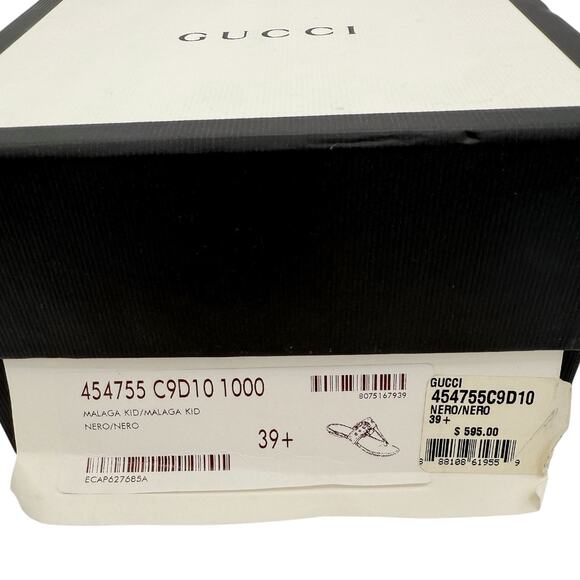 Gucci Dionysus Black Leather Tiger Buckle Thong Flat Sandals EU 39.5 US 9.5 - Picture 13 of 14